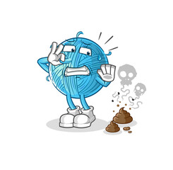 yarn ball with stinky waste illustration. character vector