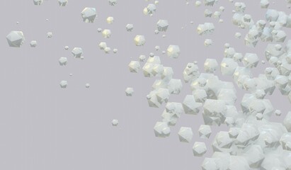 3d abstract polygonal background with pearls. Geometric shapes in dynamic illustration for banner, cover, marketing, tech company. 3d render