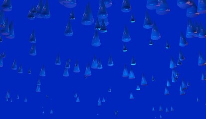 3d blue abstract polygonal background with holographic triangles. Geometric shapes in dynamic illustration for banner, cover, marketing, tech company. 3d render