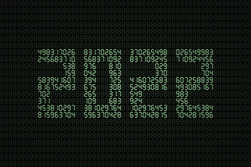 Number 2022 composed from glowing digits on big electronic board