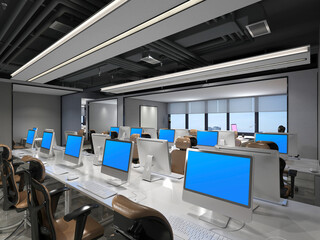 3d render of open office large working space