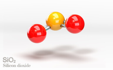 SiO2 Silicon dioxide. Molecule with sodium, silicon and oxygen atoms. 3d rendering - obrazy, fototapety, plakaty