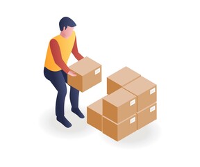 Man stacking cardboard boxes