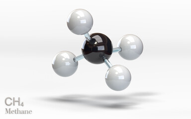 CH4 Methane. Molecule with hydrogen and carbon atoms. 3d rendering