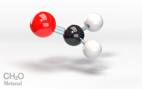 CH2O Metanal. Molecule with hydrogen, oxygen and carbon atoms. 3d rendering