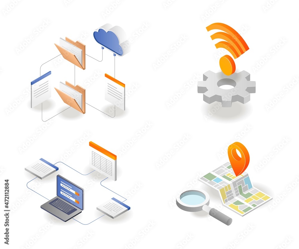 Poster A set of network icons and map signals