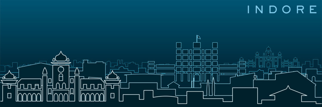 Indore Multiple Lines Skyline and Landmarks
