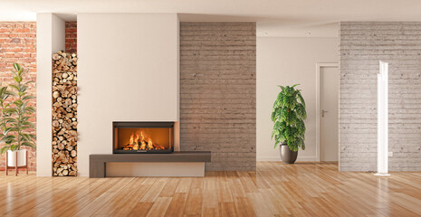 Illustration 3D rendering large luxury modern bright interiors Living room mockup computer digitally generated image