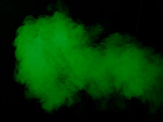 Fototapeta na wymiar Green smoke texture on black background