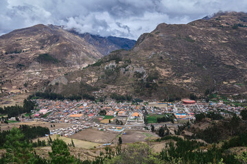 Panoramic view of the city of Chavin de Huantar in the province of Huari in the department of...
