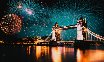 Fototapeta na wymiar celebration of the New Year in London, UK