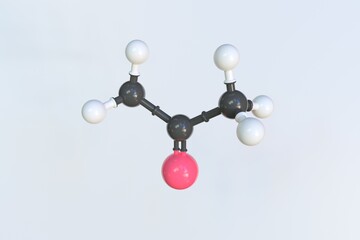 2-propanone molecule. Isolated molecular model. 3D rendering