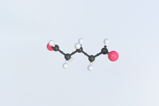 Molecule of glutaraldehyde, isolated molecular model. 3D rendering