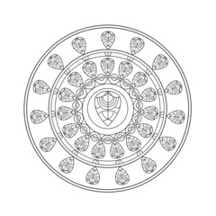 Vector illustration of a black and white mandala for adult coloring book