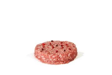 Raw hamburger meat isolated on white background