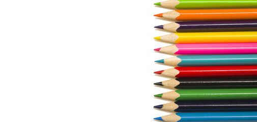 Colored pencils isolated on a white background.