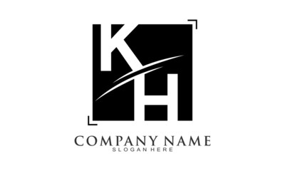 KH alphabet square icon logo