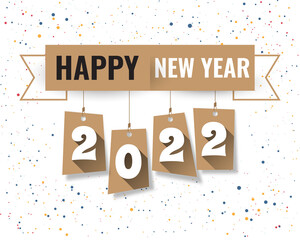 2022 happy new year. numbers paper style. vector linear numbers. design of greeting card. vector illustration.