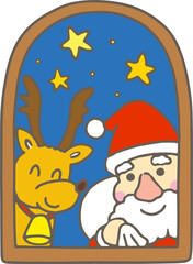 サンタクロースとトナカイ/This is an illustration of Santa Claus and a reindeer.
