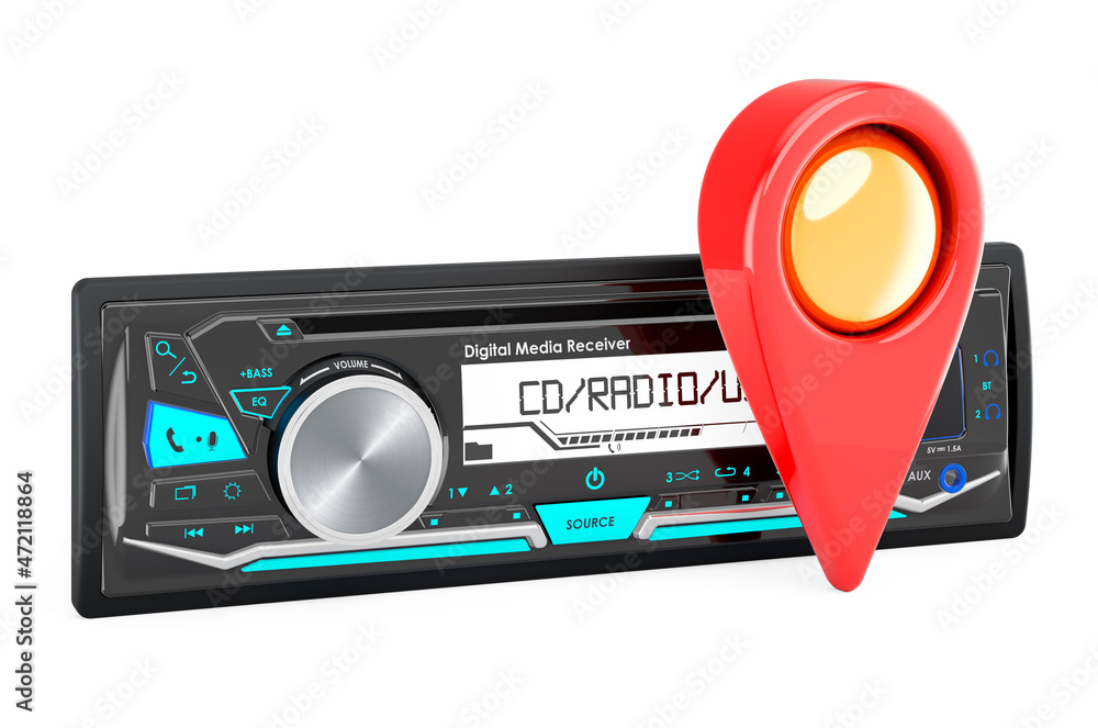 Poster digital media receiver with map pointer. 3d rendering