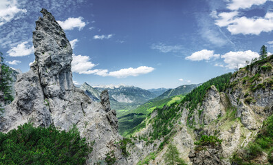 Scenic view of Totes Gebirge mountainrange with dolomite monolith