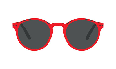 Red sunglasses isolated on white background