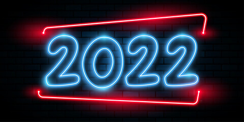 2022 happy new year. numbers 3d neon light style. vector numbers. design of greeting cards. vector illustration.
