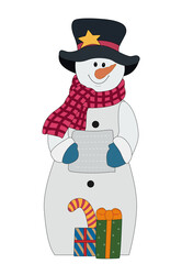 
Deko Schneemann bunt bemalt,
Adventsdekoration,
Vektor Illustration isoliert auf weißem Hintergrund
