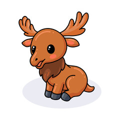 Cute little moose cartoon sitting