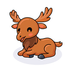 Obraz na płótnie Canvas Cute little moose cartoon lying down