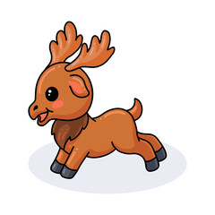 Cute little moose cartoon posing