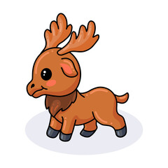 Cute little moose cartoon posing