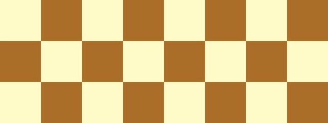 Checkerboard banner. Brown and Beige colors of checkerboard. Big squares, big cells. Chessboard, checkerboard texture. Squares pattern. Background.