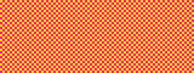 Obraz premium Checkerboard banner. Deep pink and Yellow colors of checkerboard. Small squares, small cells. Chessboard, checkerboard texture. Squares pattern. Background.