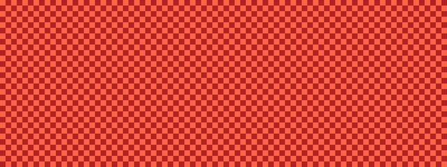 Obraz premium Checkerboard banner. Firebrick and Tomato colors of checkerboard. Small squares, small cells. Chessboard, checkerboard texture. Squares pattern. Background.
