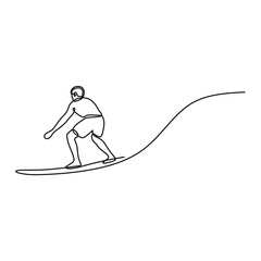 man surfing holiday oneline continuous single line art