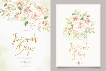 Fototapeta na wymiar hand drawn floral wedding invitation card set