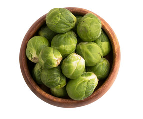 a bowl of brussels sprouts on a white background