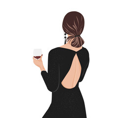Silhouette of a woman with a glass of wine