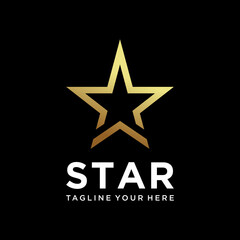 Obraz premium Luxury gold star logo designs template, elegant star logo designs Premium Vector. on a black background. 