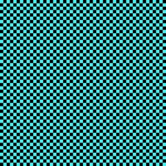 Checkerboard with very small squares. Black and Cyan colors of checkerboard. Chessboard, checkerboard texture. Squares pattern. Background.