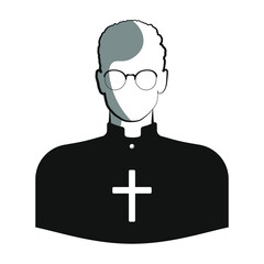Priest with cross on white background. Vector illustration