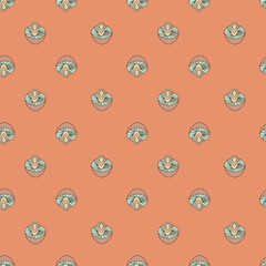 Autumn mushrooms on orange seamless pattern
