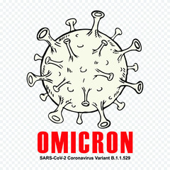 Omicron virus, new COVID-19 variant, Vector illustration.