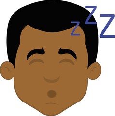 Vector illustration of the face of a cartoon man sleeping