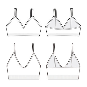 Basic bra fashion vector sketch, Apparel template, Sports bra