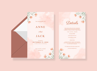 Beautiful wedding card and details card template