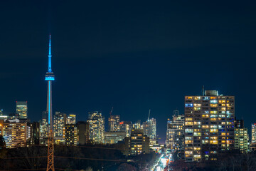 Fototapeta na wymiar Toronto downtown night skyline. Concept of city life.