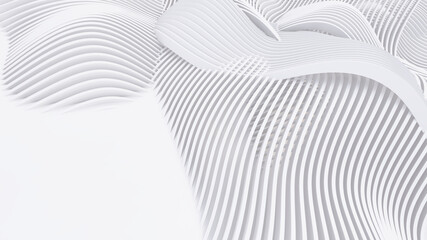 Abstract Curved Shapes. White Circular Background.