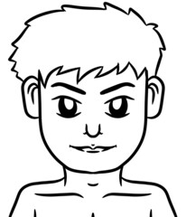 black and white of cute man for coloring